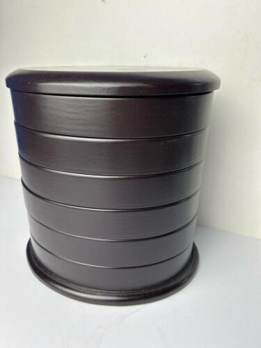 Elegant Small 6-Layer Round Wooden Jewelry Organizer with Swivel Design