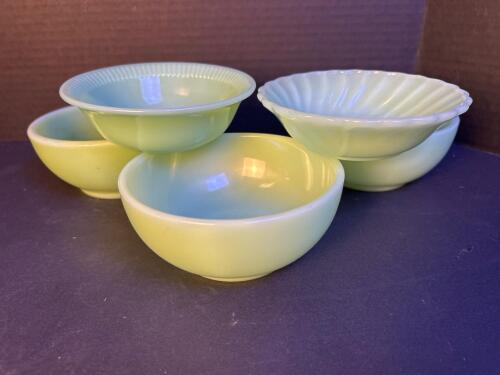 Five Small Jadeite Bowls - Fire-King, Anchor Hocking & More