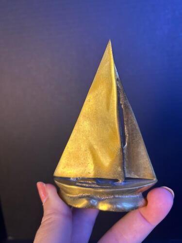 Very Small, Vintage Brass Sailboat Figurine