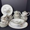Kutani China Hand-Painted Porcelain Dinnerware Set with Landscape Design