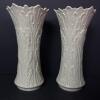 Pair of Ornate White Lenox Porcelain Vases with Embossed Leaf Design - 2