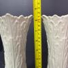 Pair of Ornate White Lenox Porcelain Vases with Embossed Leaf Design - 7