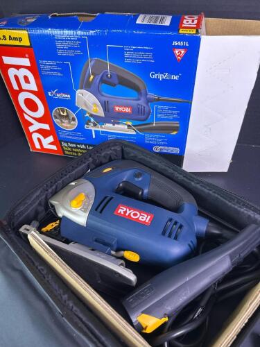 RYOBI Electric Jig Saw with Laser, LED, 4.8 Amp Motor - Includes Case