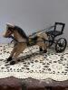 Handcrafted Wooden Horse and Metal Carriage Figurine