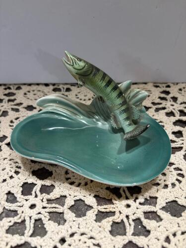 Vintage Ceramic Muskellunge Fish Figural Dish-Restored