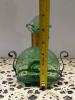 Hand-Blown Green Glass Decanter with Copper Collar and Iron Handles - 6
