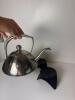 Palm Restaurant Stainless Steel Teapot w/ 2 Metal Pottery Barn Candle Holders