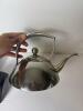 Palm Restaurant Stainless Steel Teapot w/ 2 Metal Pottery Barn Candle Holders - 2