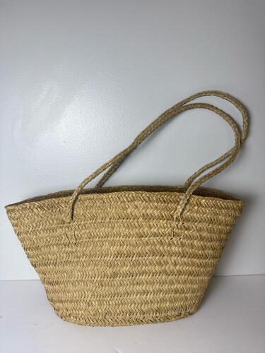Large Vintage Woven Straw Market Tote