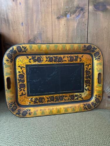 26.5" x 19" Vintage Hand-Painted Toleware Metal Serving Tray by Arlene Johnson
