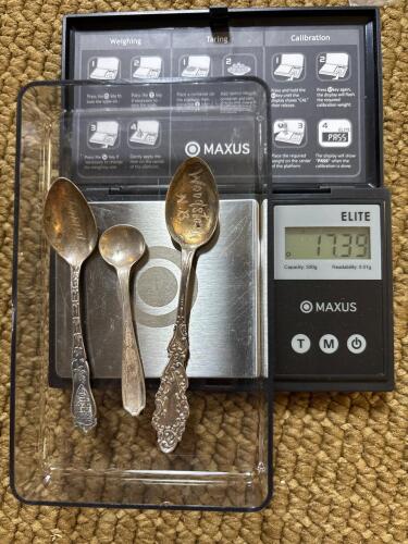 Sterling Silver Spoons Set of 3, 17.39g