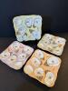 Set of 4 TWO'S COMPANY Hand-Painted Ceramic Oyster Plates