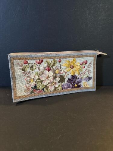 Needlepoint Floral Zippered Pouch