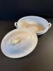 Ceramic/Porcelain Lidded Tureen with Sculptural Handles and Crackle Glaze