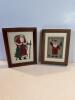 Small Framed Stitched Santa Cross Stitch Art, Set of 2