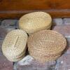 Trio of Small Oval Lidded Woven Baskets - 2