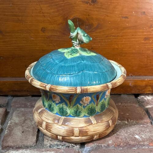 House of Hatten Ceramic Covered Jar by Peggy Fairfax Herrick, - Frog Motif