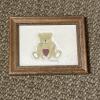 4.5" x 3.5" Framed Miniature Stitched Teddy Bear Art - 3