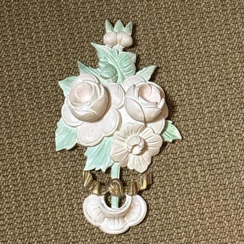 Vintage Chalkware Floral Wall Plaque with Rose Design