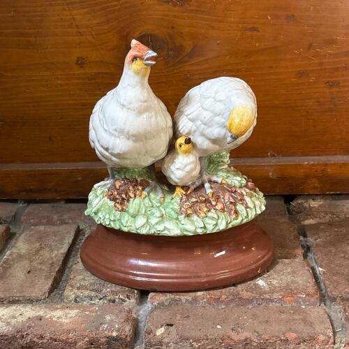 Italian Painted Ceramic Partridge Family Figurine