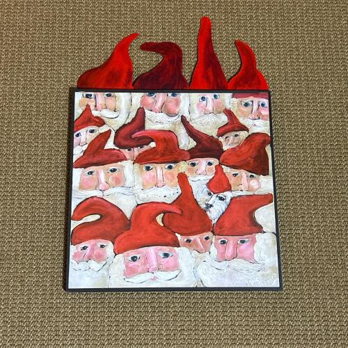 15&rdquo; x 21.75&rdquo; Nancy Thomas Folk Art Santa Wall Plaque