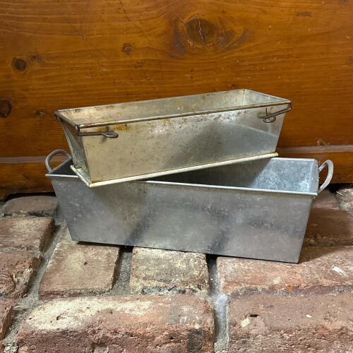Pair of Galvanized Metal Rectangular Planters