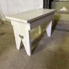 Rustic White Wooden Bench/Stool with Heart Cutout