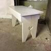 Rustic White Wooden Bench/Stool with Heart Cutout - 3