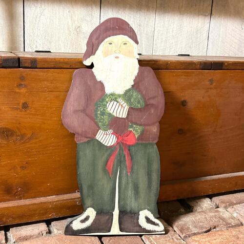 Hand-Painted Wooden Santa Claus Folk Art Figure