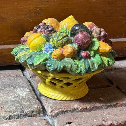 Vintage Ceramic Fruit Basket Centerpiece