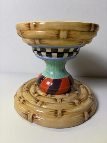 Hand Painted House of Hatten Pedestal Compote Bowl by Peggy Fairfax Herrick, Basket Weave