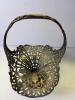 Ornate Victorian Silver Plate Basket, Pierced Design, Handle, Hexagonal Base, - 4