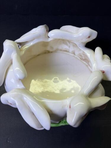 Vandor 1983 Ceramic Rabbit Centerpiece Bowl, Sculpted Rabbit Design