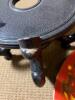 19.5" Hand-Painted Toleware Tray with Grapevine Motif and Wooden Stand - 7