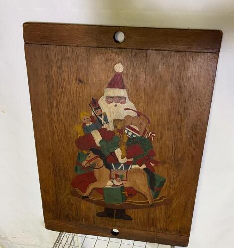 Vintage Folk Art Wooden Santa Claus Wall Hanging &ndash; Hand-Painted Christmas D&eacute;cor