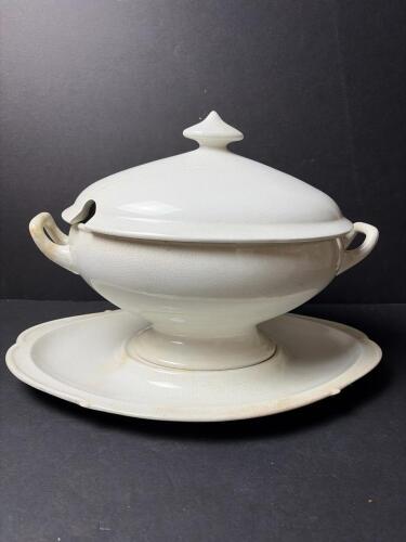 Antique John Edwards Ironstone Soup Tureen with Underplate & Lid c. 1880&ndash;1900
