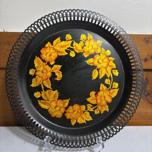 Hand-Painted Metal Serving Tray by G.H. Milne, 1957