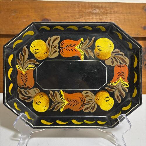 Small Hand-Painted Octagonal Toleware Tray