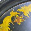 Hand-Painted Oval Toleware Tray with Floral Gold Motif - 2