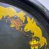 Hand-Painted Oval Toleware Tray with Floral Gold Motif - 4