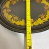 Hand-Painted Oval Toleware Tray with Floral Gold Motif - 9
