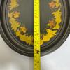 Hand-Painted Oval Toleware Tray with Floral Gold Motif - 10