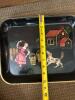 Hand-Painted Metal Toleware Tray, Folk Art Girl Dog Scene - 4