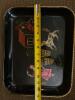 Hand-Painted Metal Toleware Tray, Folk Art Girl Dog Scene - 5