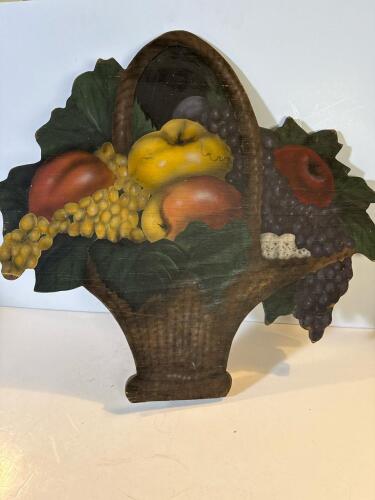 Hand-Painted Wood Fruit Basket Decor