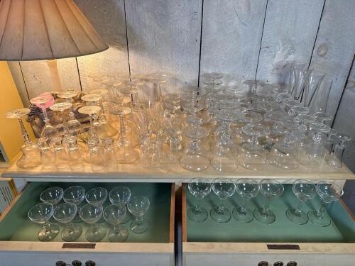 Large Collection of Vintage Glass Stemware