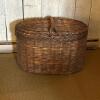 Large Oval Lidded Wicker Storage Basket