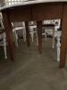 White Round Extendable Dining Table Set w/ 3 Leaves & 6 Chairs (408) - 5
