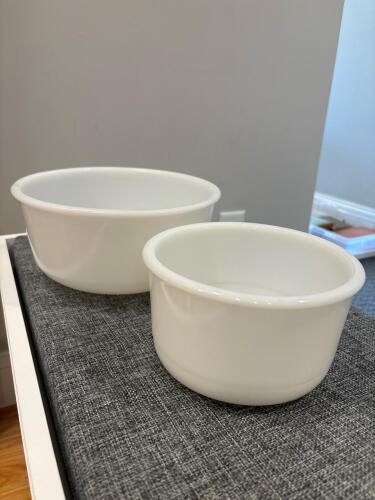 Vintage Federal Glass Milk Glass Mixing Bowls, Set of 2