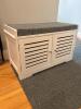 White Entryway Storage Bench with Grey Cushion - 2